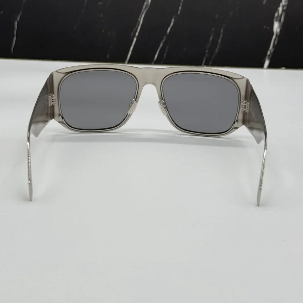 NEW  SL636 002 SAINT LAURENT SUNGLASSES UNISEX SILVER GREY METAL EYEWEAR - Picture 9 of 13